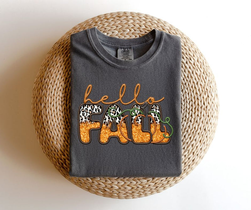 Faux Embroidered Hello Fall