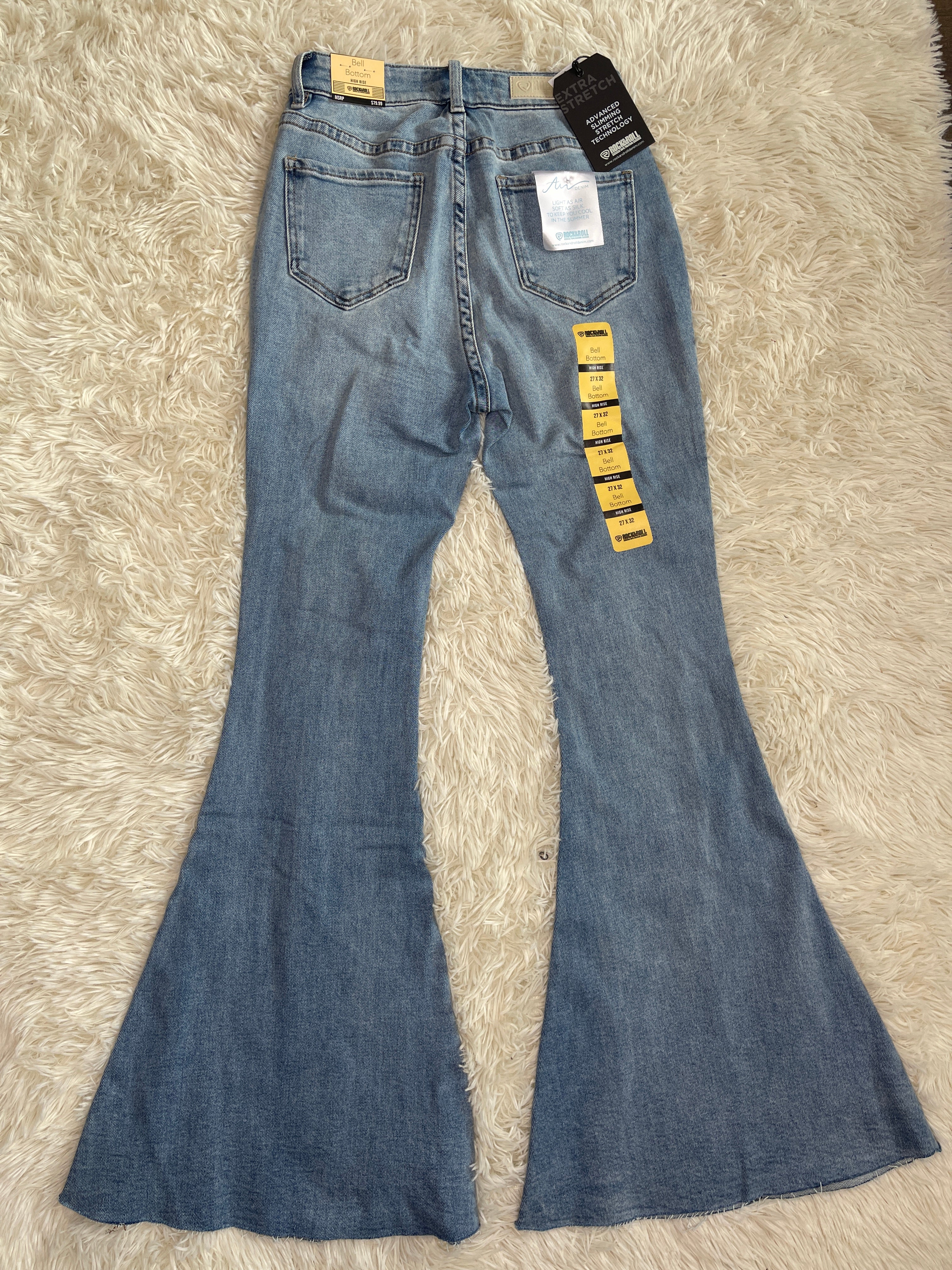 Rock & Roll Light Wash Distress Bell Bottom RRWD7HRZTT