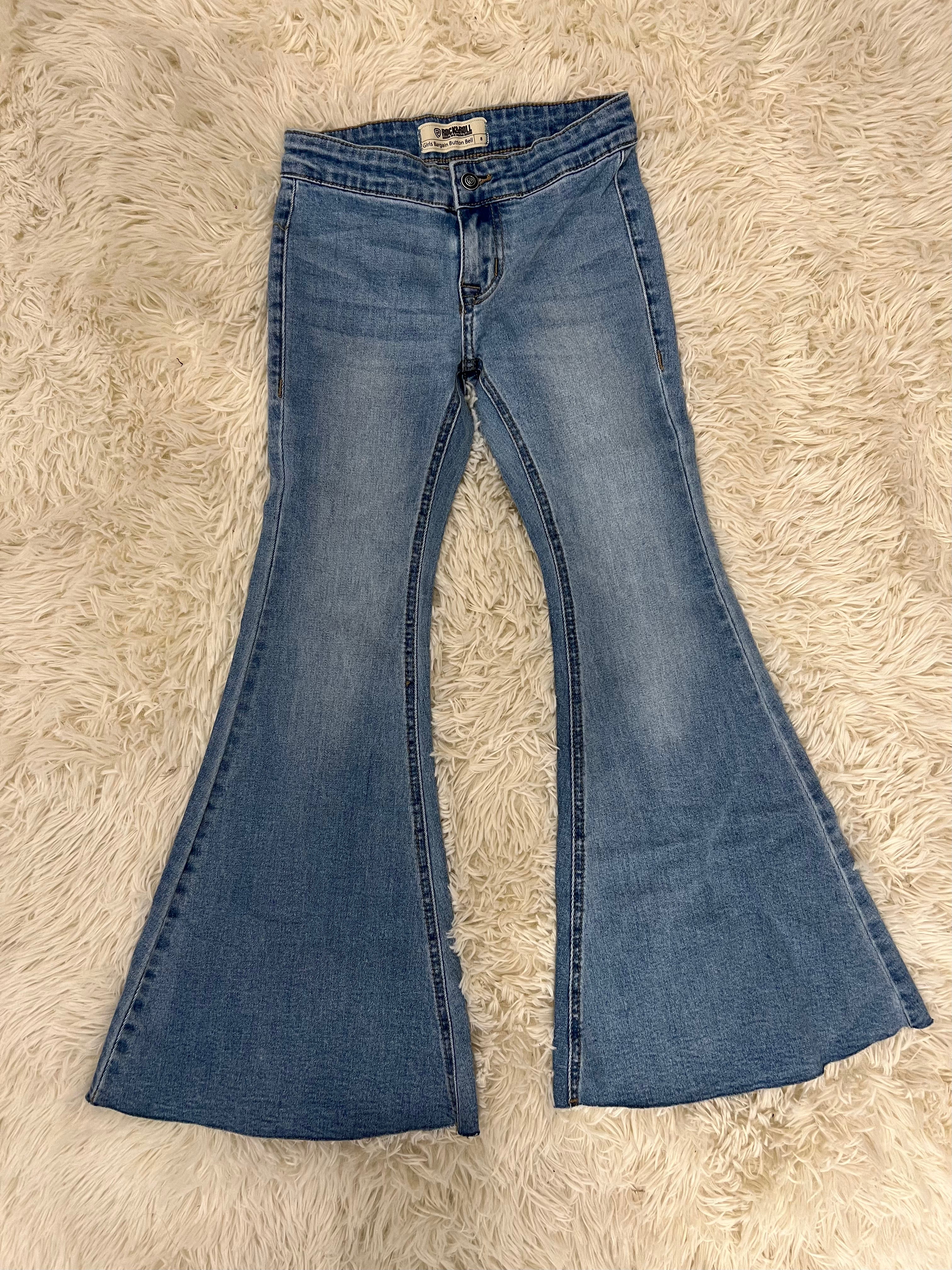 Rock & Roll Pull on Bells Light Wash - Girls