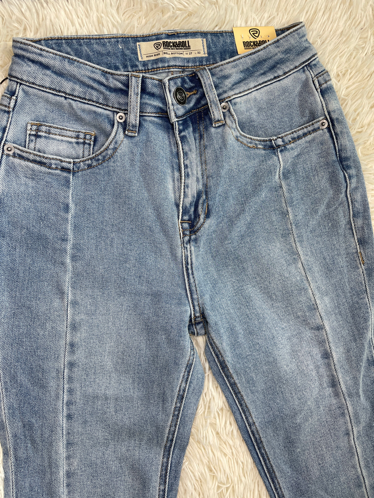 Rock & Roll Light Wash Distress Bell Bottom RRWD7HRZTT